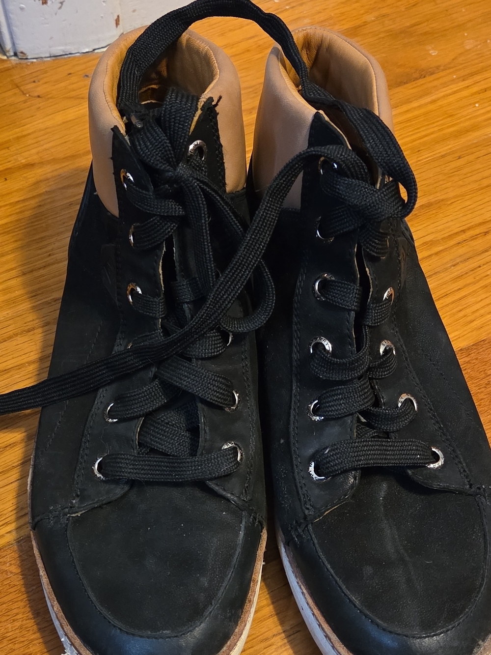 Sperry Black and Tan High-Top Sneakers